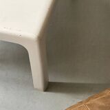 Square coffee table from Prisunic in white fibreglass, 1970s design.