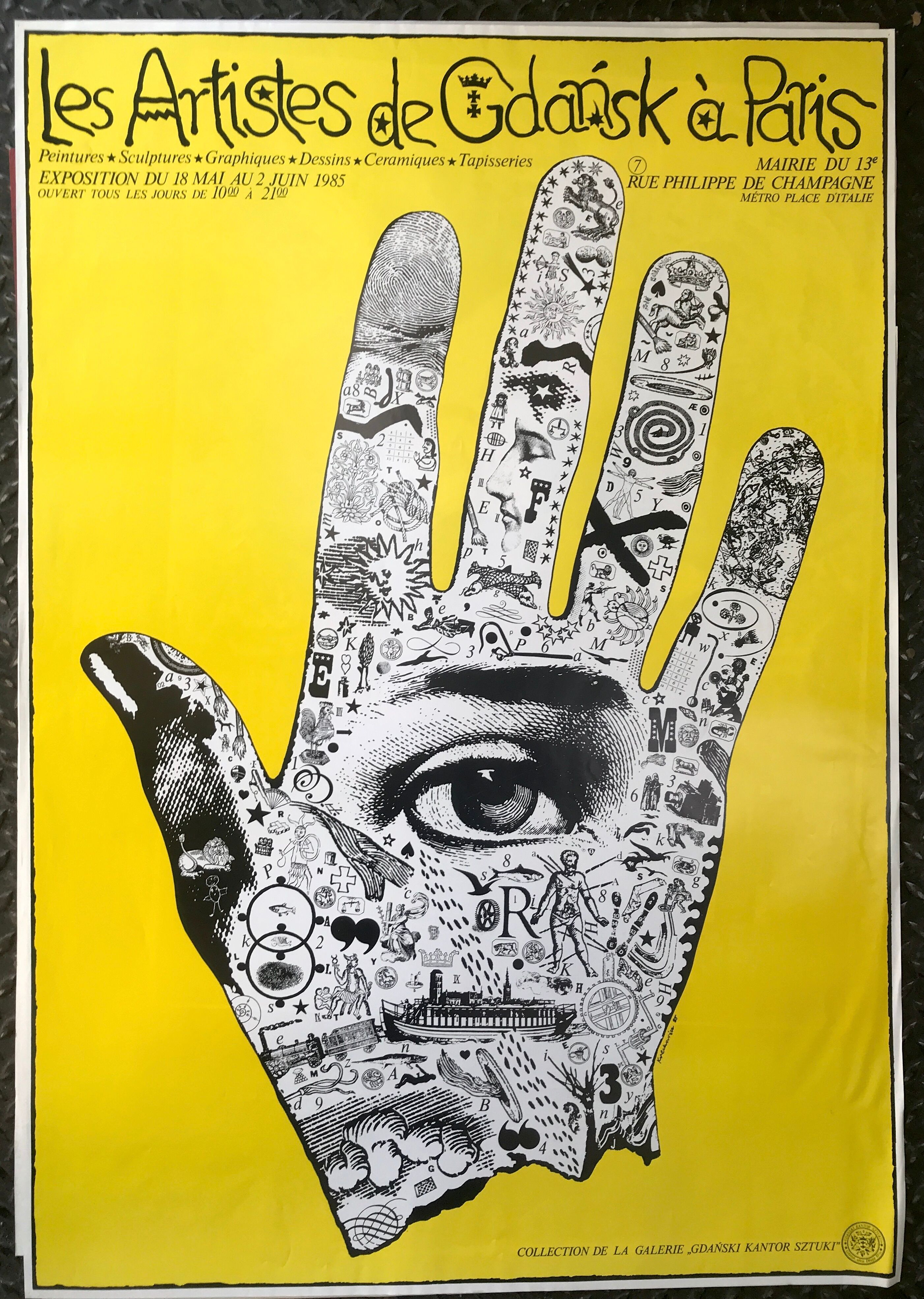 Original exhibition poster The artists of Gdansk in Paris, 1985 (large format)