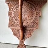 Antique Wooden Wall Console Bracket with geometric carvings