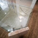 Italian travertine, perspex and glass coffee table, circa 1970