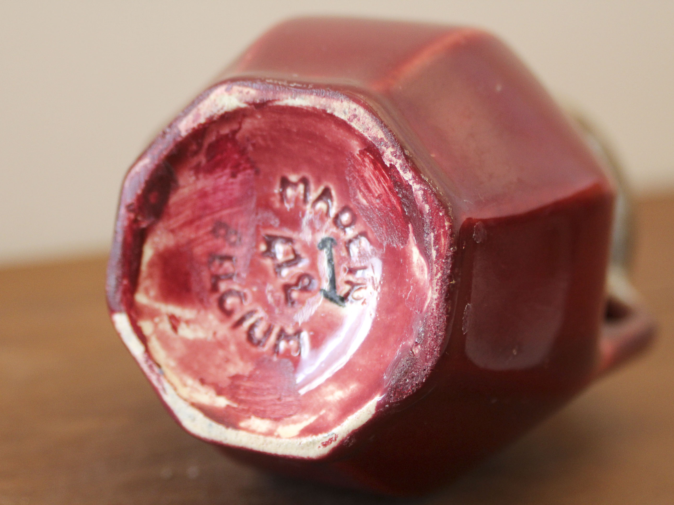 Faiencerie double handle vase from Thulin Belgium