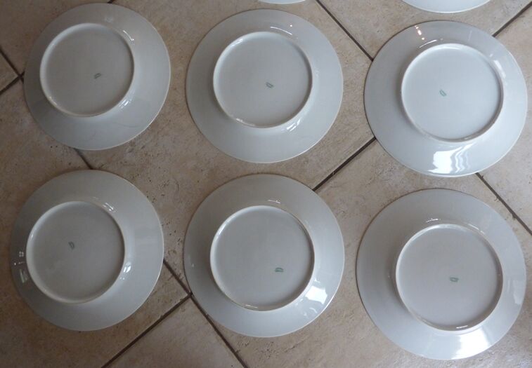 12 Plates pattern flowers in Limoges porcelain