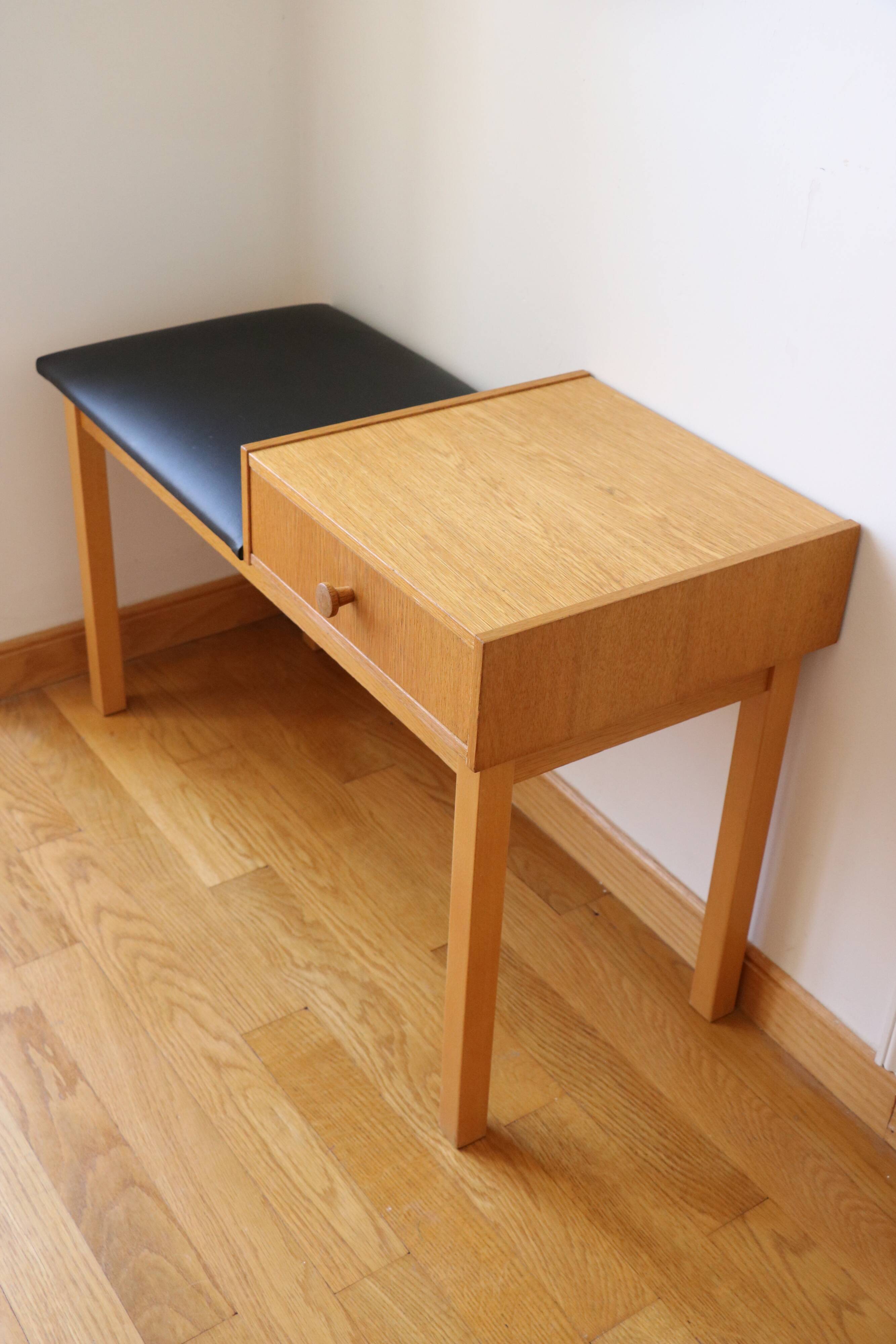 Banc d'entrée, banc téléphone modulable scandinave, 1960