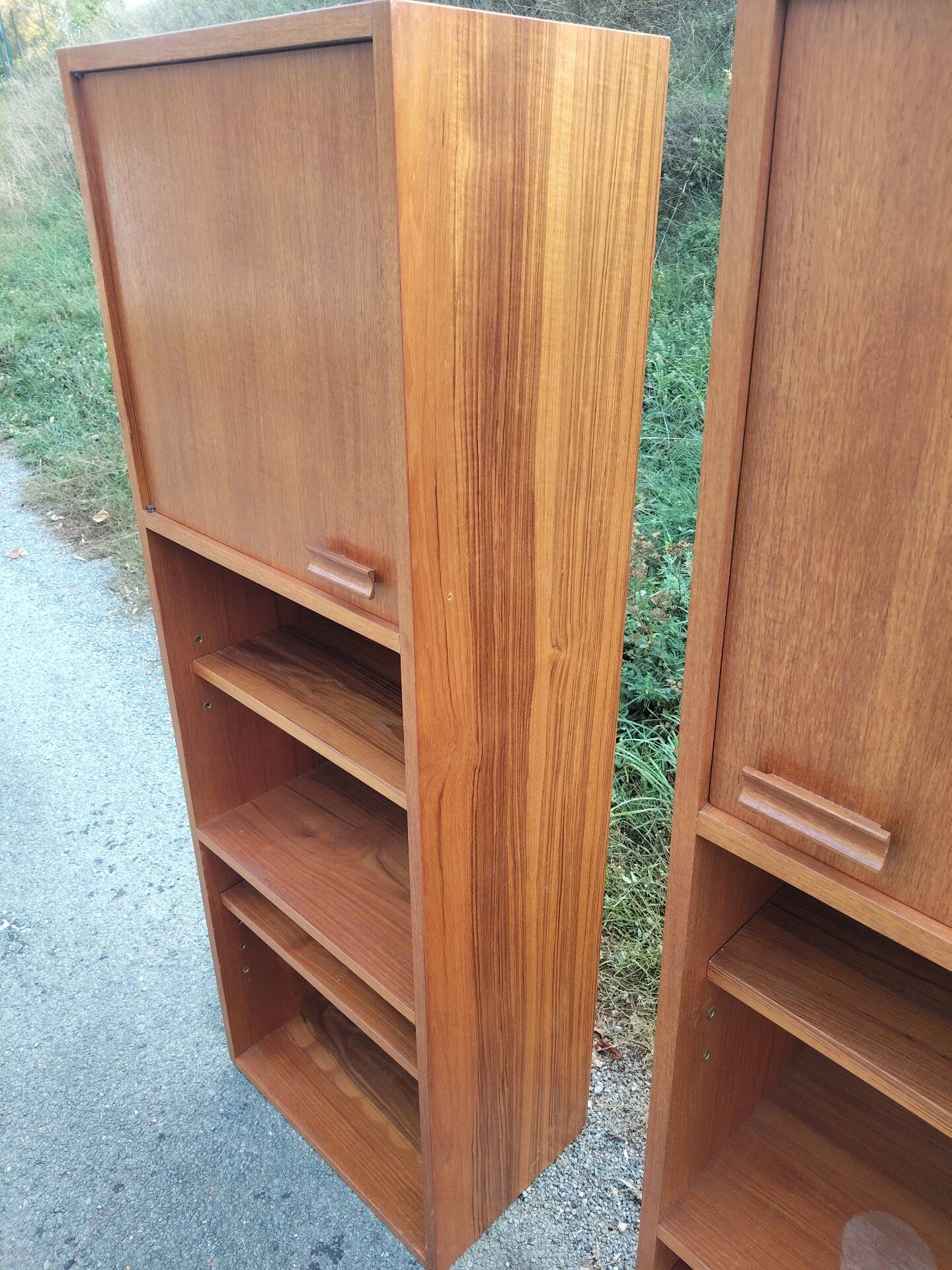 Pair of vintage column bookshelves from the 60s-70s Scandinavian style.