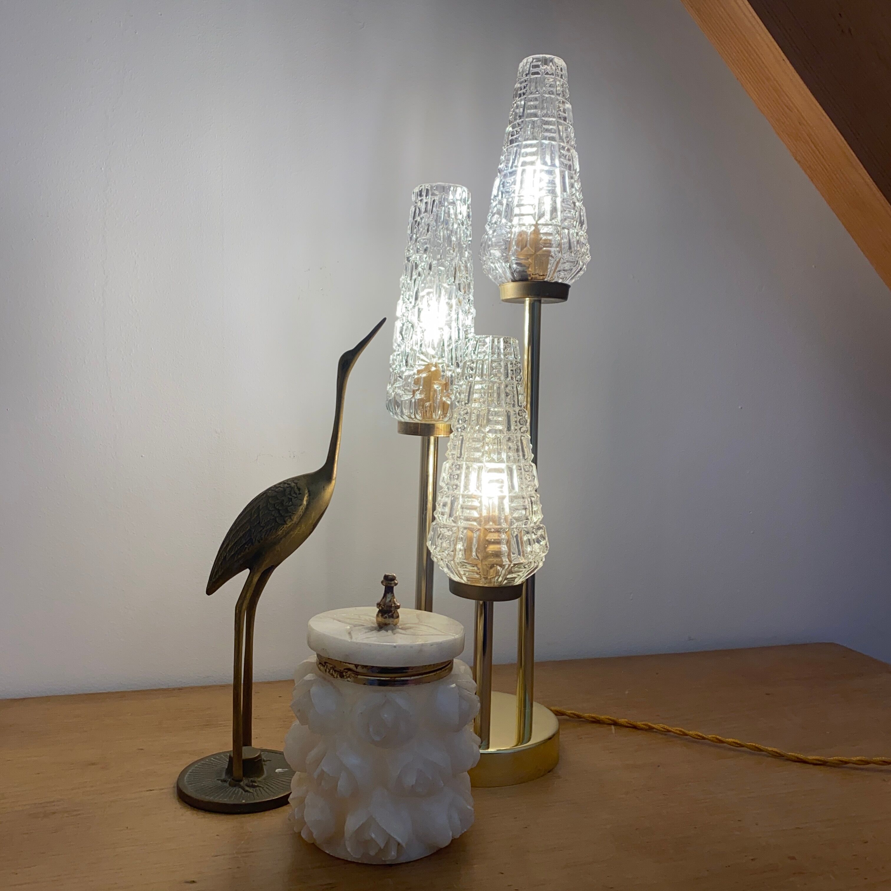 Table lamp troix lights vintage glass globes