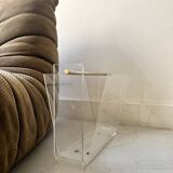 Porte revues en plexiglas et laiton - David Lange pour Roche Bobois, design 1970