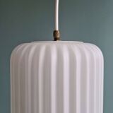 Pair of ribbed white opaline pendants, Philips, 1960s