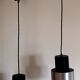 Pair of Space Age pendant lights in brushed stainless steel
