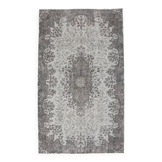 5x8 Black Gray Classic Pattern Turkish Vintage Rug, 149x253Cm