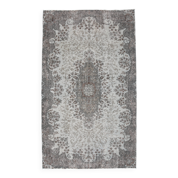 5x8 Black Gray Classic Pattern Turkish Vintage Rug, 149x253Cm
