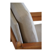 Modern Danish, Pair of Lounge Armchairs in Oak and Linen, Henning Kjærnulf, 1960s