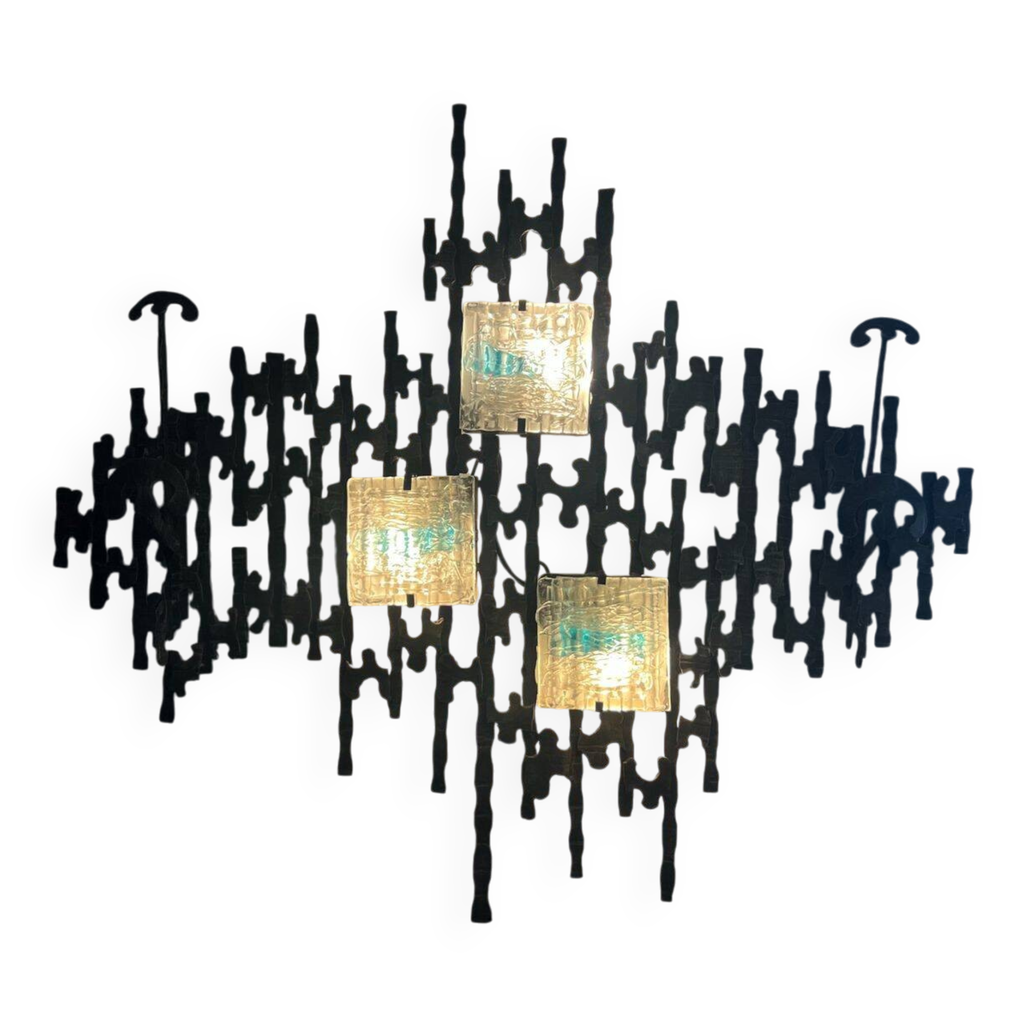 Brutalist Wall-Mounted Lamp & Coat Rack Sculpture by Angelo Brotto