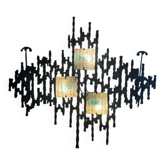 Brutalist Wall-Mounted Lamp & Coat Rack Sculpture by Angelo Brotto