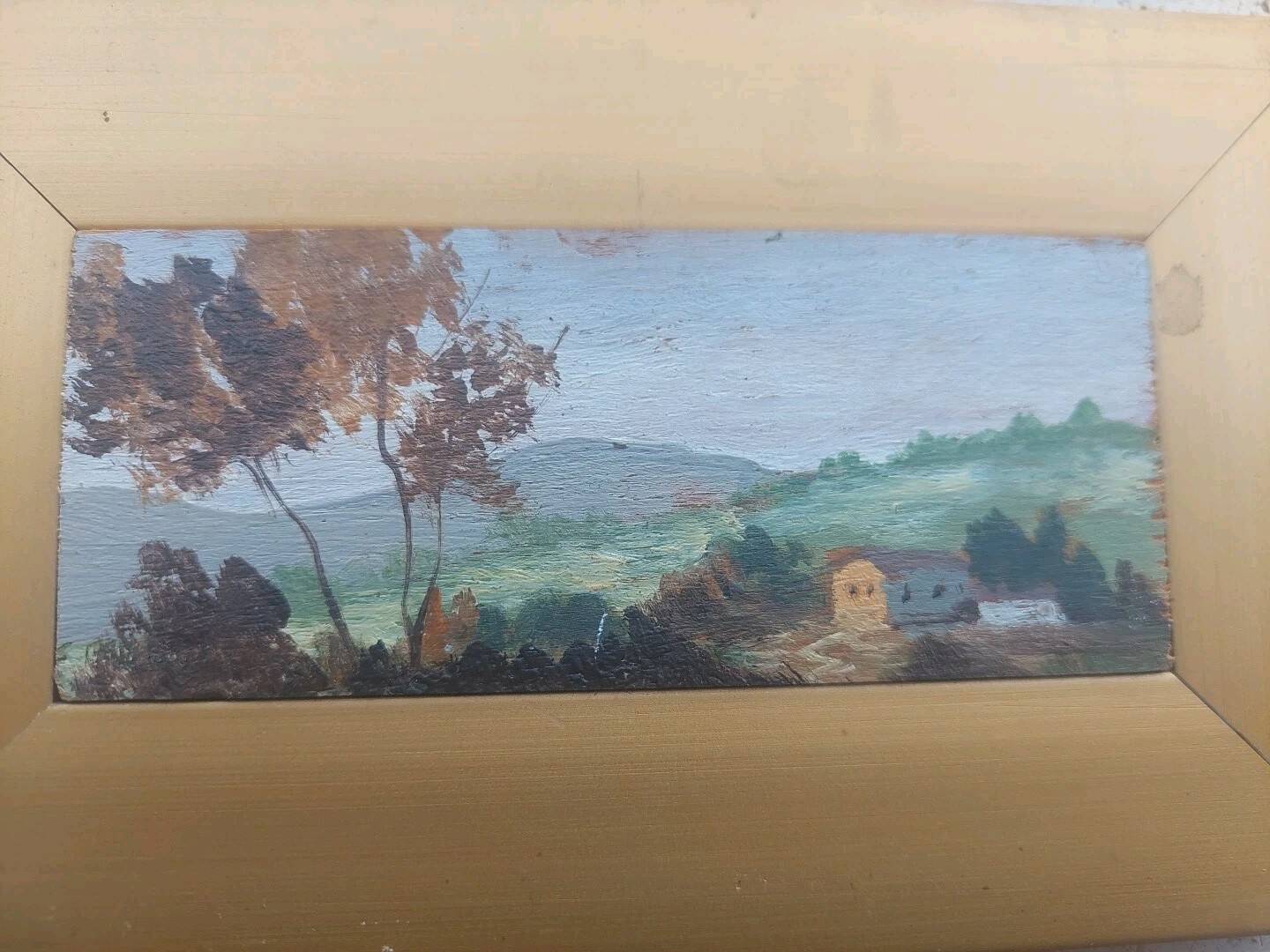 Small oil painting on wood, Tuscan landscape