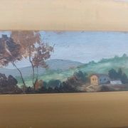 Small oil painting on wood, Tuscan landscape