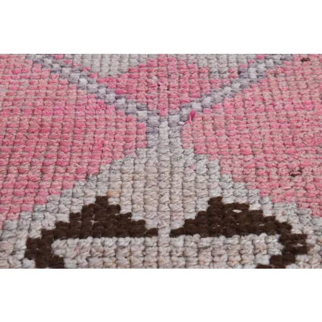 1970s Turkish Oushak Handmade Wool Cotton Pink Area Rug 84x304