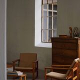 Børge Mogensen, a pair of BM2256 lounge chairs in oak and jute, Denmark, 1960s.