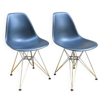 Paire de chaises Vitra DSR noir