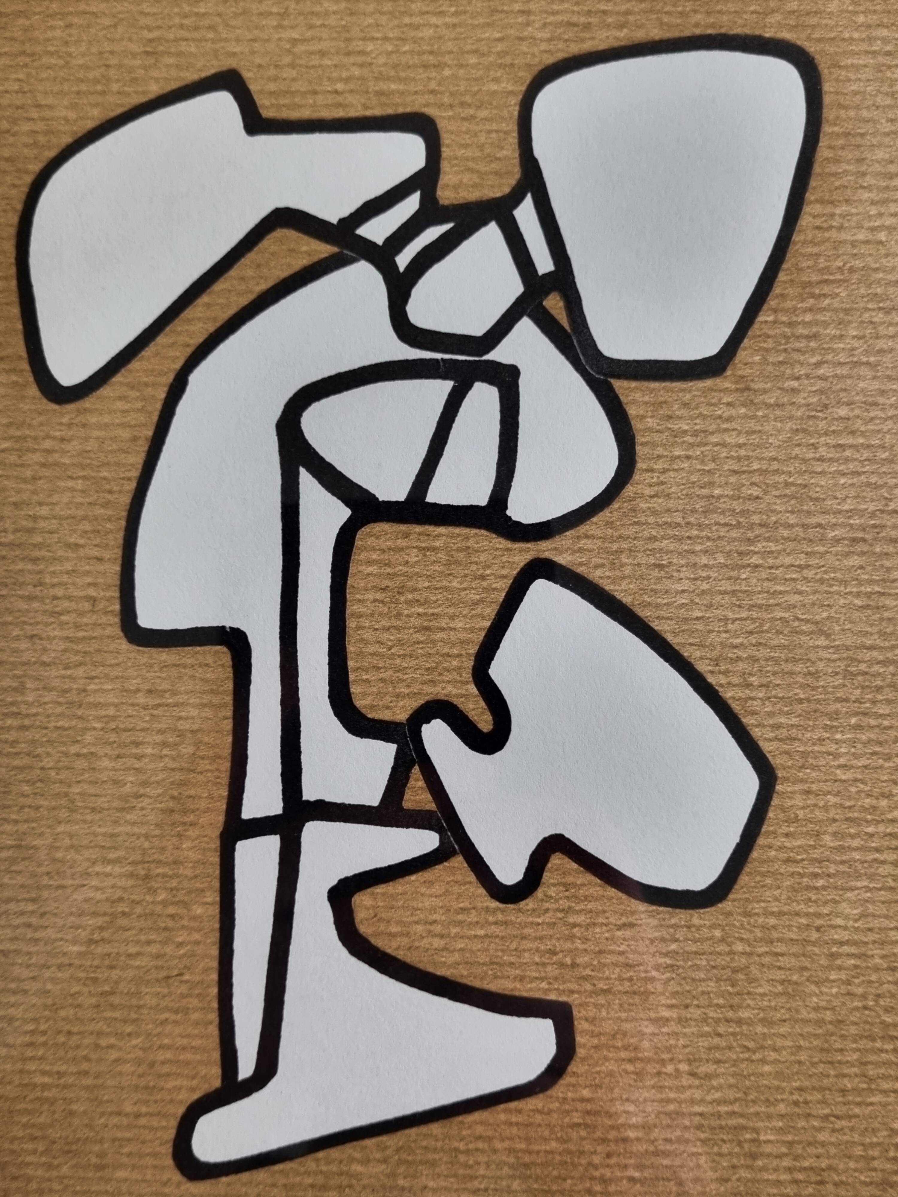 Silkscreen print after Jean Dubuffet, framed, 1970s, 23 x 34 cm