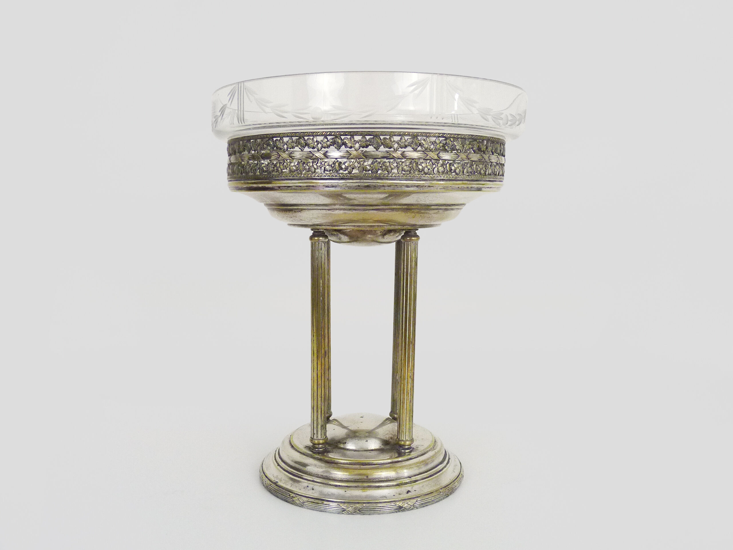Centre De Table Ancien En Cristal - Joli Décor Vintage - Bon état