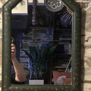 Mirror countryside wood and moulded stucco painted with gold garlands - 50 x 37 cm
