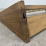 Vintage wooden wall coat rack with 6 chalet-style hooks