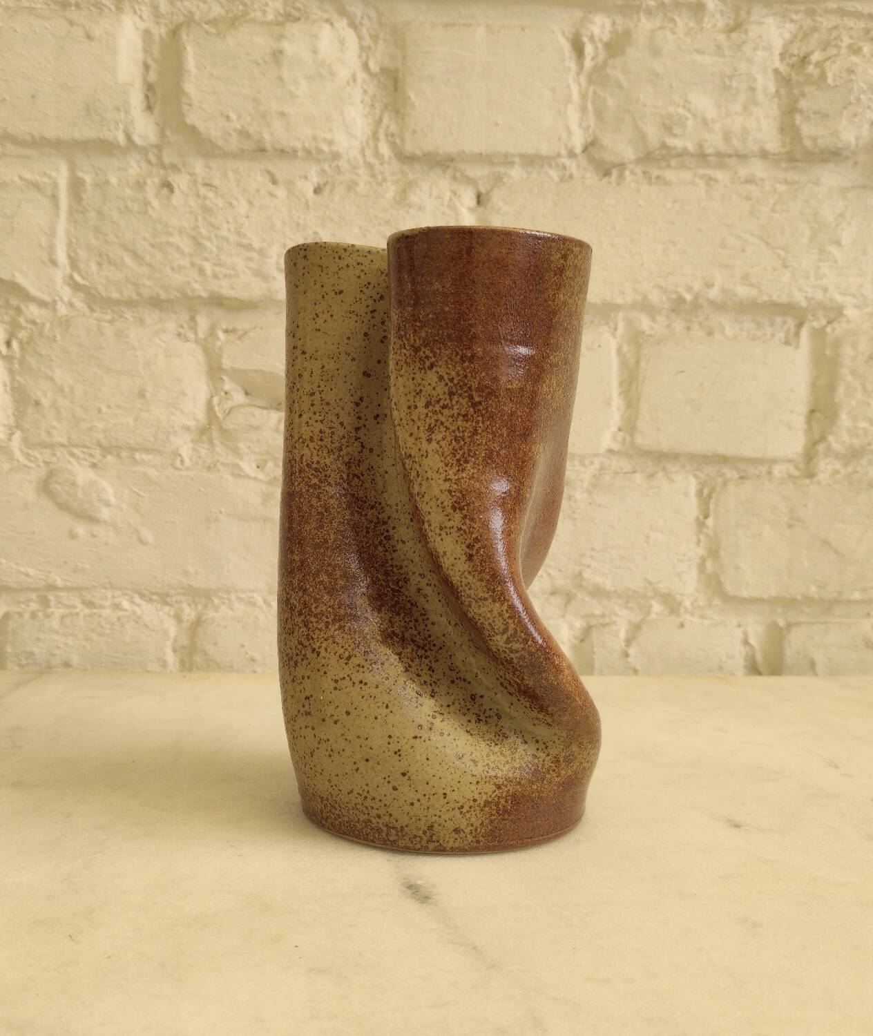 Sculptural Vase in Pyrite Stone - Organic Design 1970