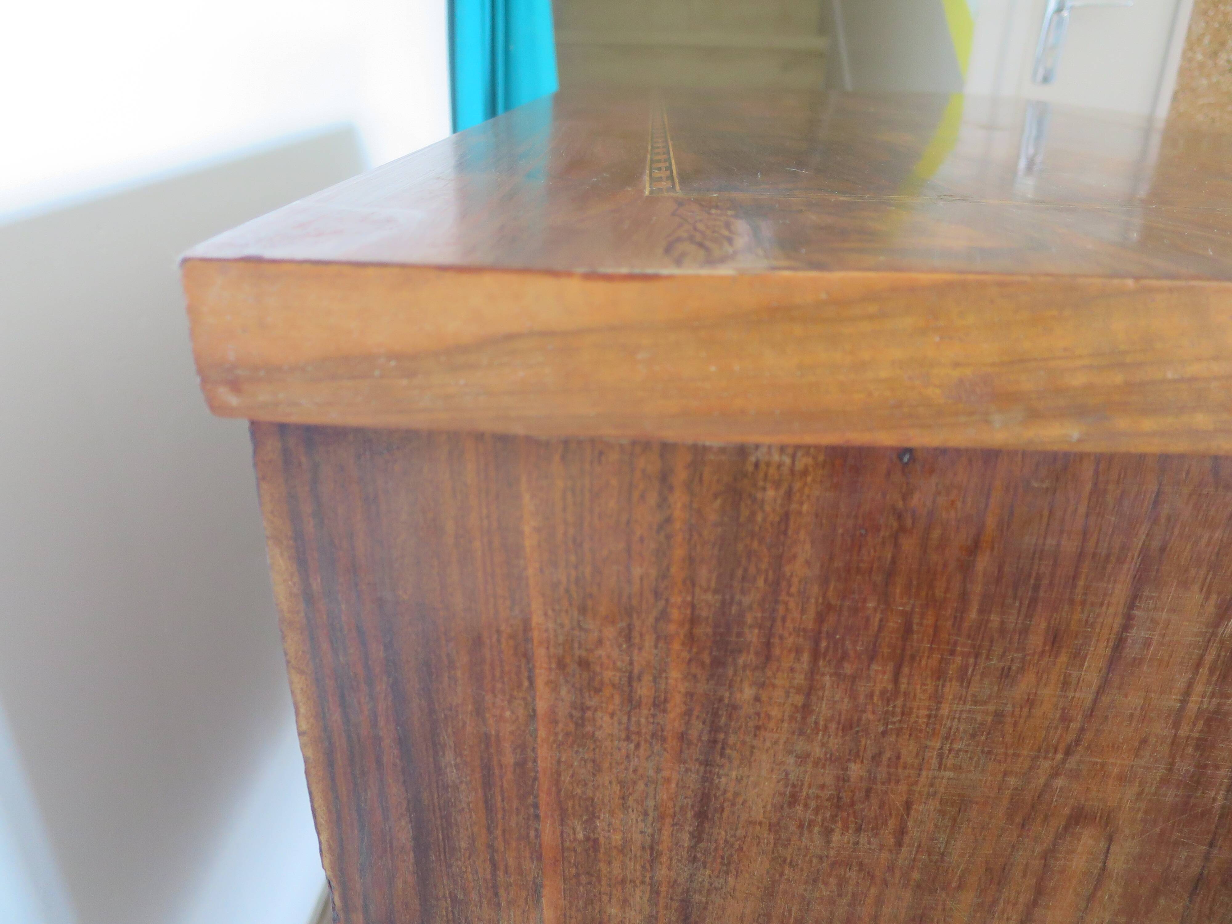 Antique oak burr chest of drawers - 4 drawers - marquetry inlay from the early 21st century