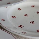 6 old Belgian earthenware dessert plates Nimy red pattern