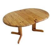 Vintage Danish round extendable dining table pine wood 1960s