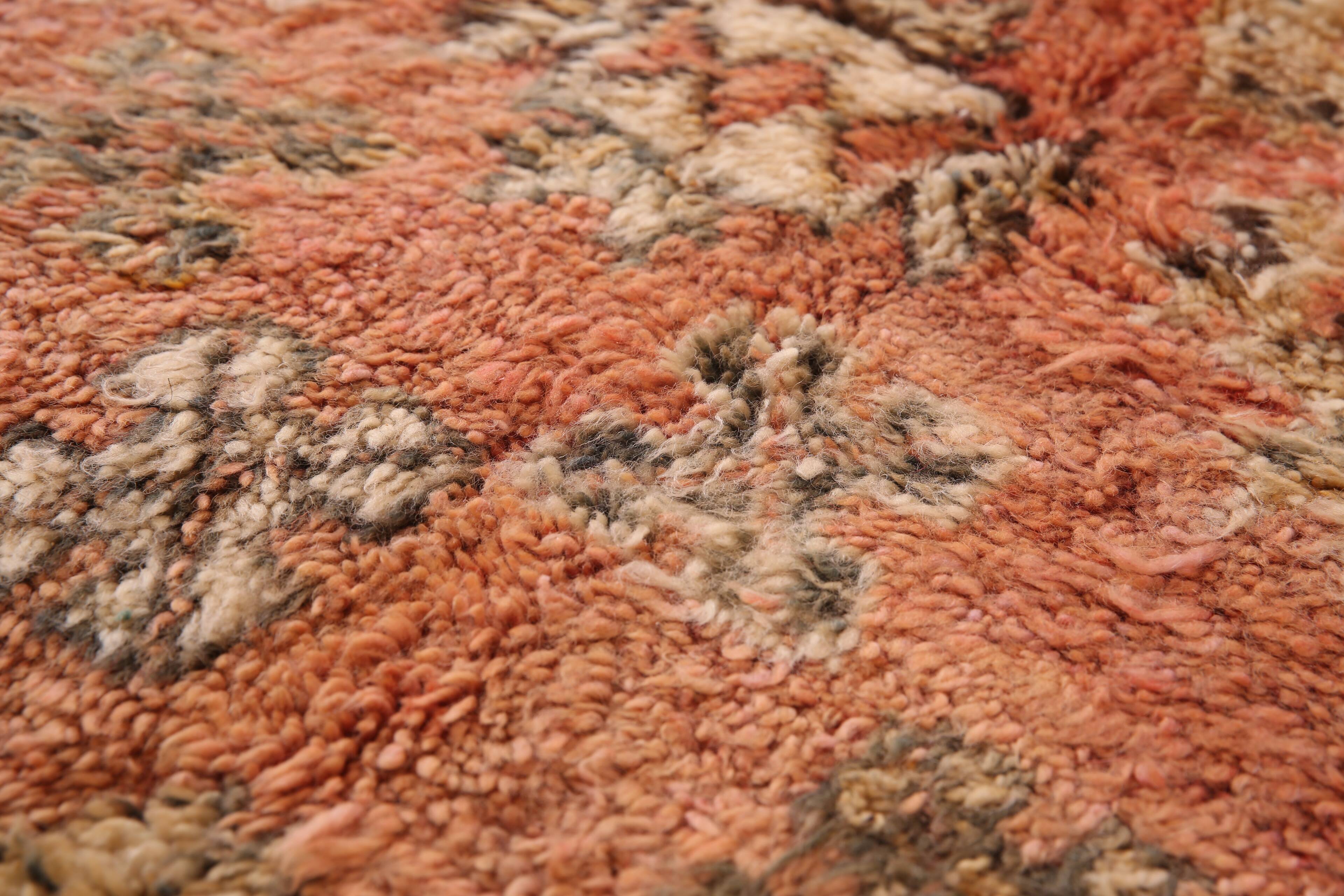 Peach Vintage Moroccan Rug 180 x 305 cm, Berber Wool Rug, Handmade Boho Rug