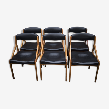 Six chaises vintage en teck  1960