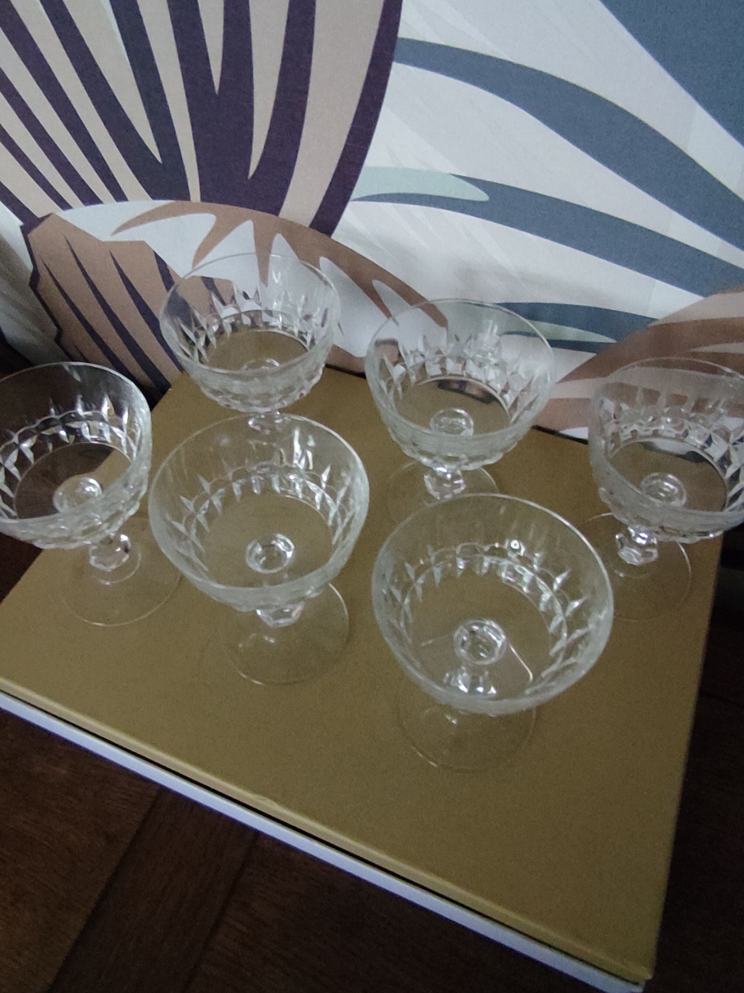 6 crystal champagne glasses