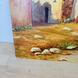 Oil painting on cardboard signed J. Masse village landscape