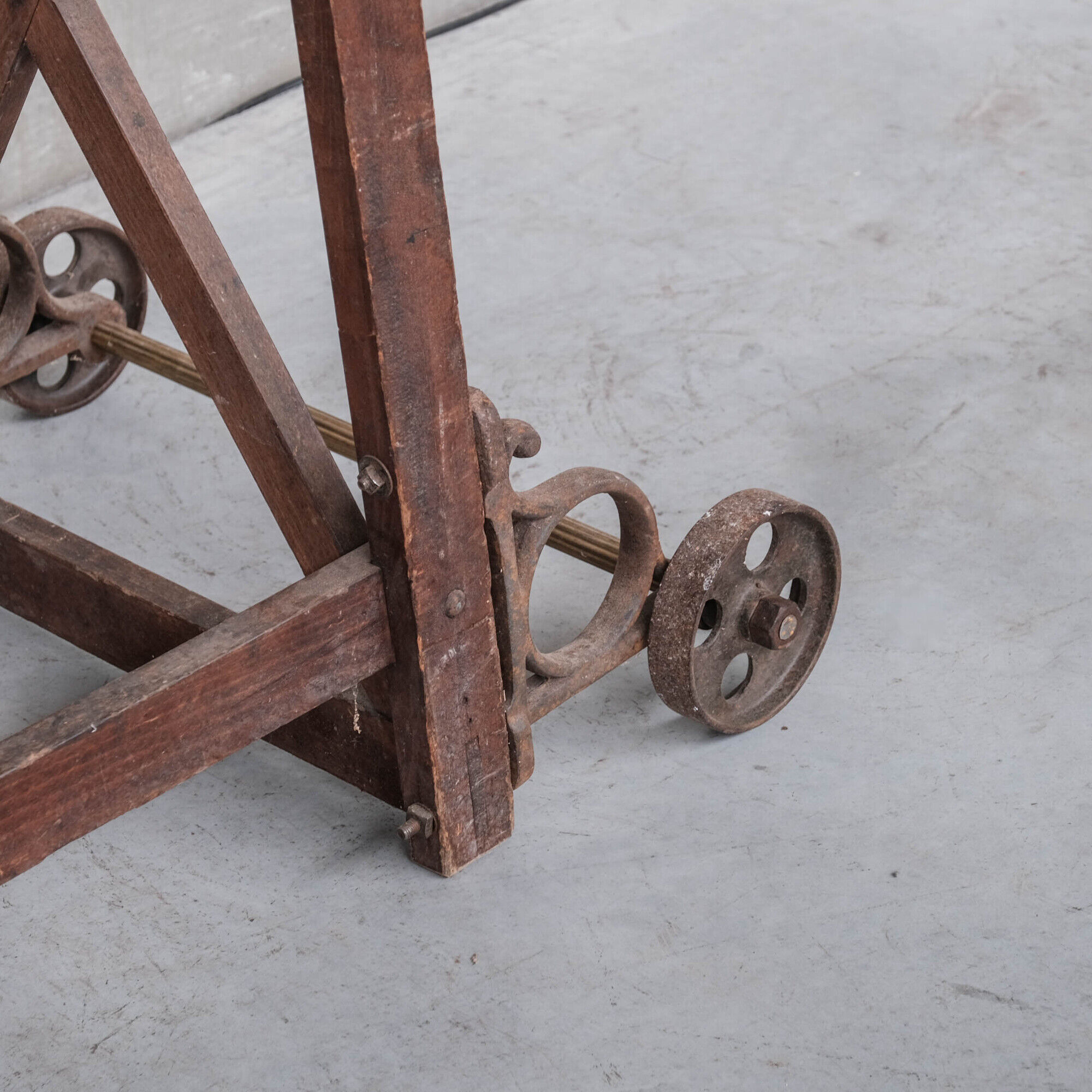 Antique industrial wooden french staircase