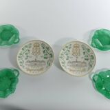 Aesthetic Movement Emerald Green Glass Leaf Plates