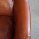 Armchair Made from Cognac-Colored Cowhide Leather
