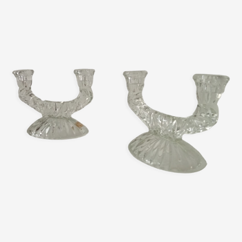 Pair of vintage chandeliers in chiseled glass 60s/70s