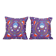 Set of 2 vintage embroidered cushion covers 48x48 cm