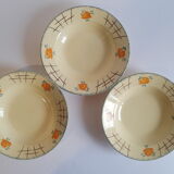 Set of 3 vintage old soup plates