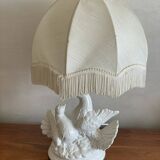 Lamp with two doves white ceramic