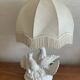 Lamp with two doves white ceramic