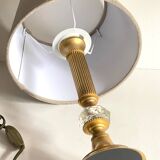 Vintage lamp in gold metal and crystal