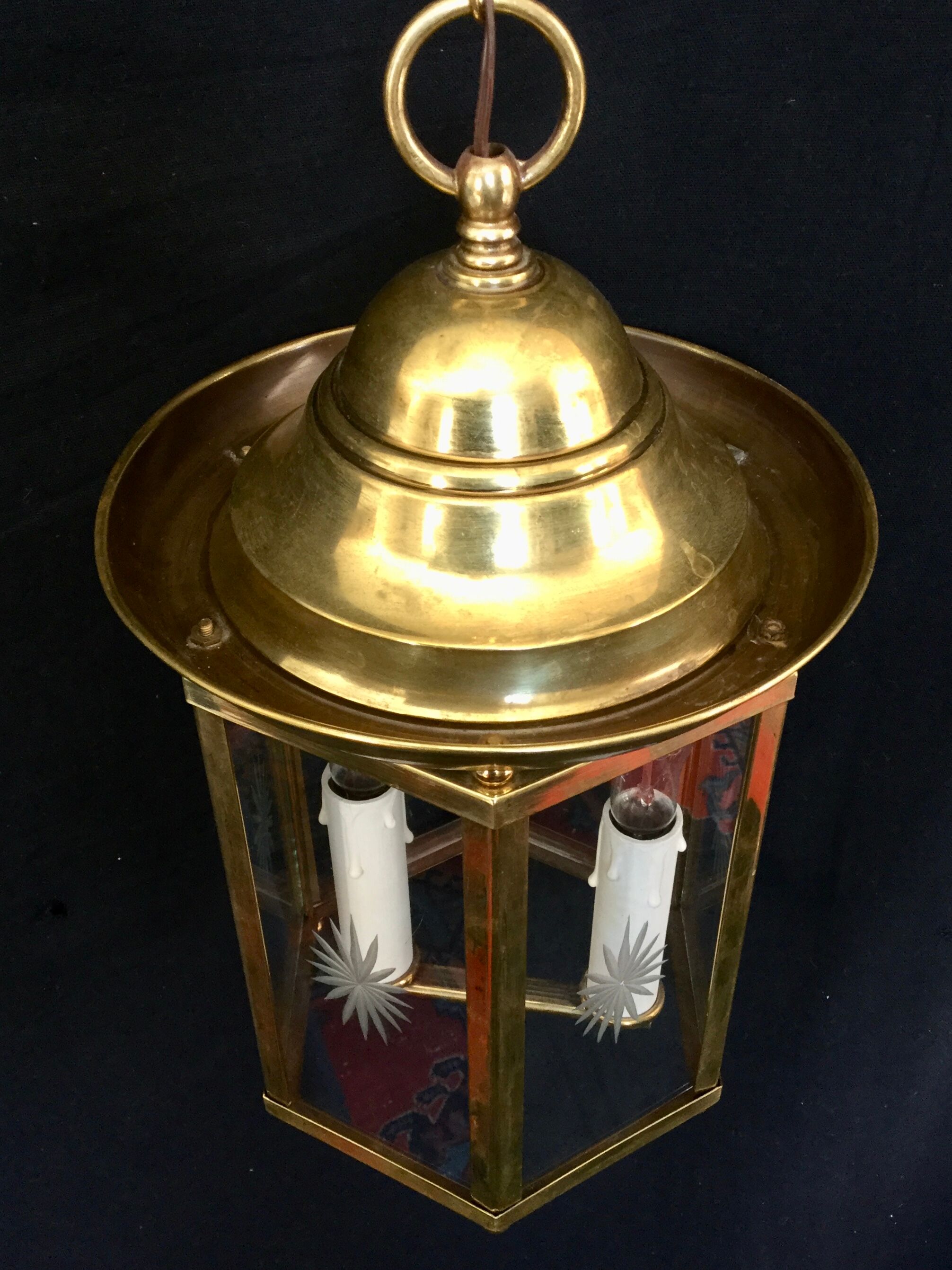 Lantern 2 lights in bronze and brass