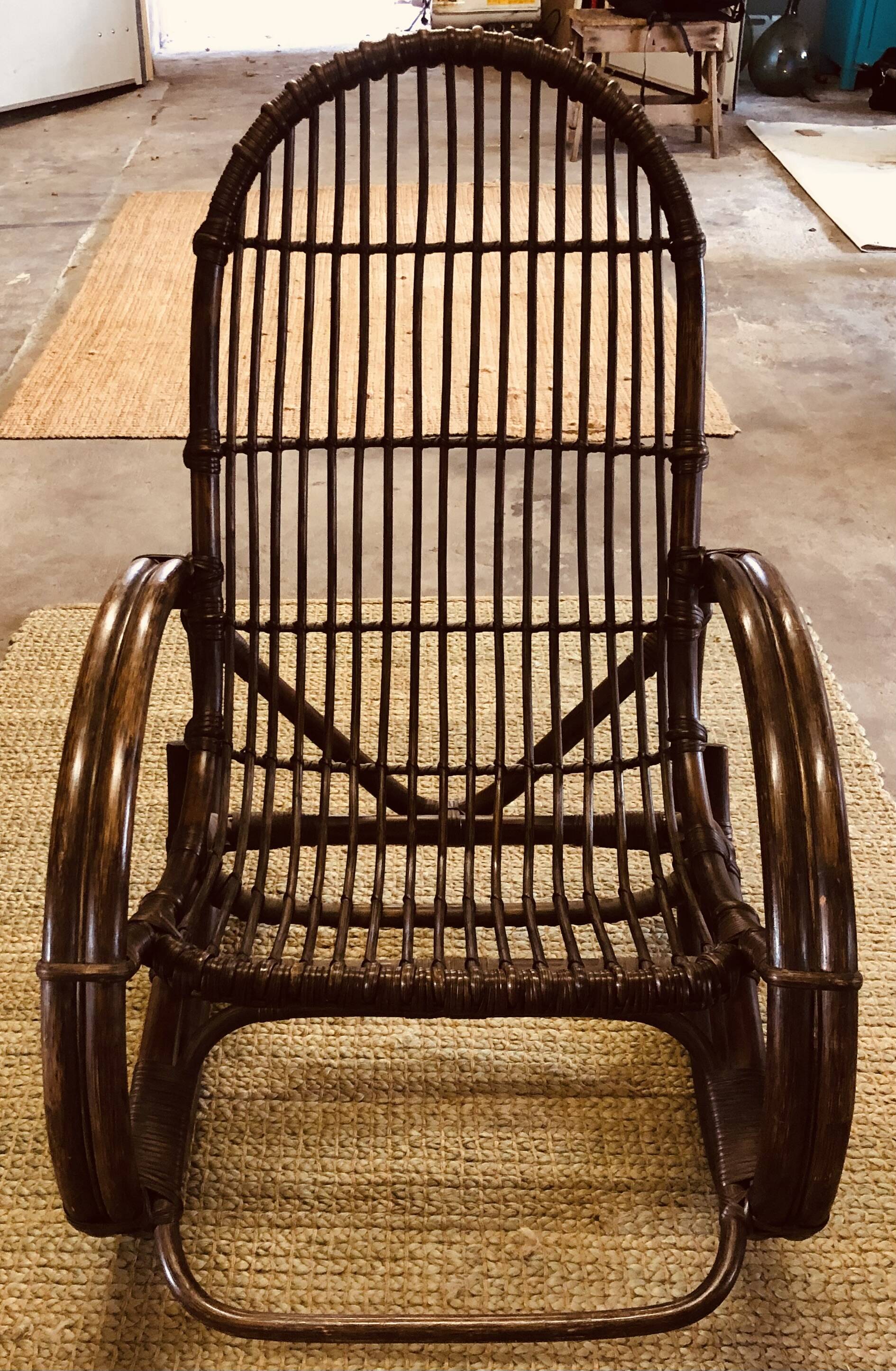 Chaise à bascule en rotin et bambou, chaise à bascule Manou