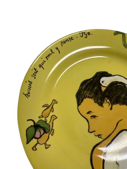 Assiette à dessert Gien, Léda 1889, musée Gauguin Tahiti