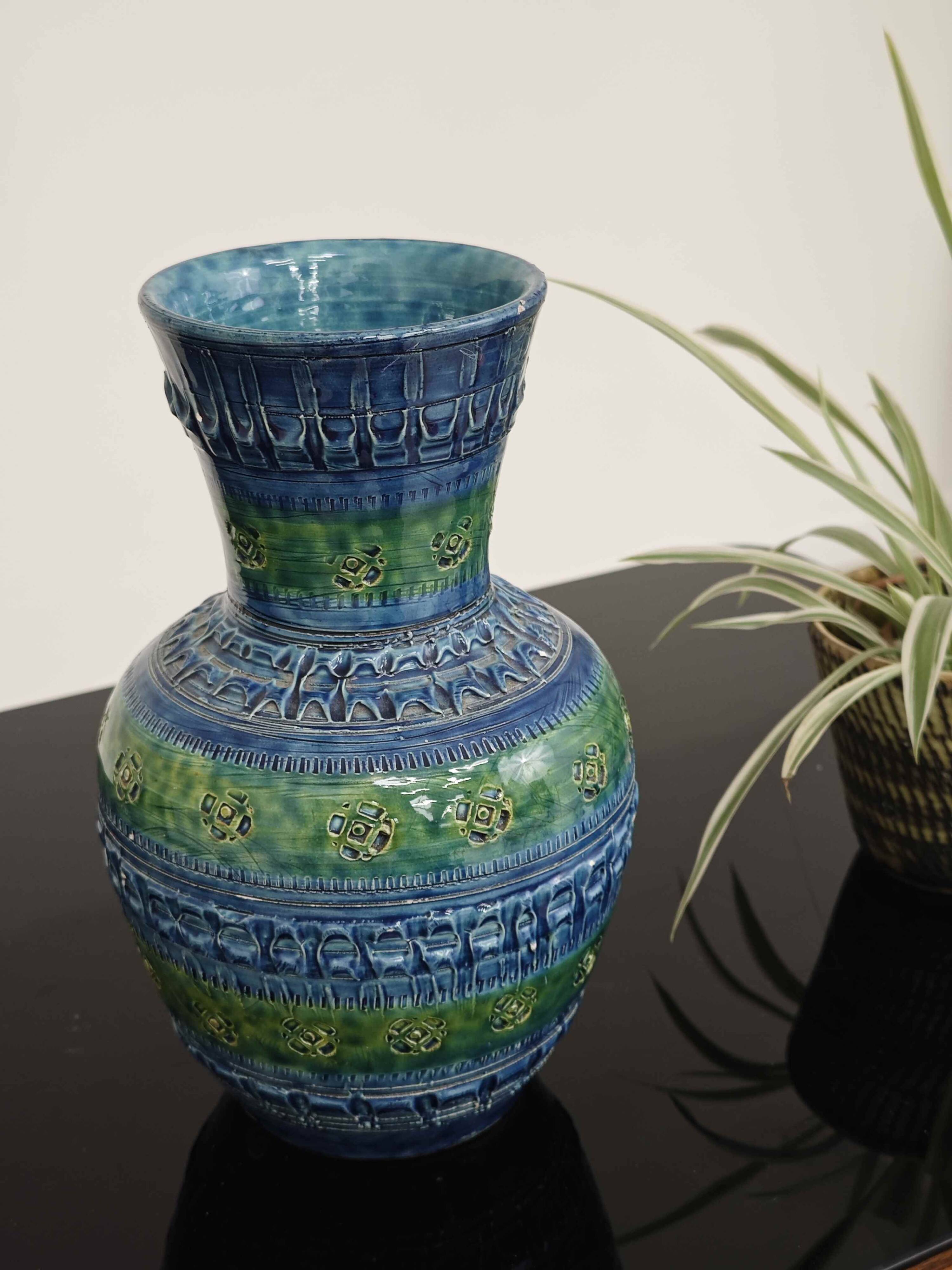 Vase by Aldo Londi for Bitossi 20th century blue background