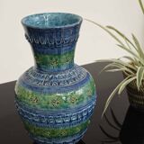 Vase par Aldo Londi pour Bitossi XXe fond bleu