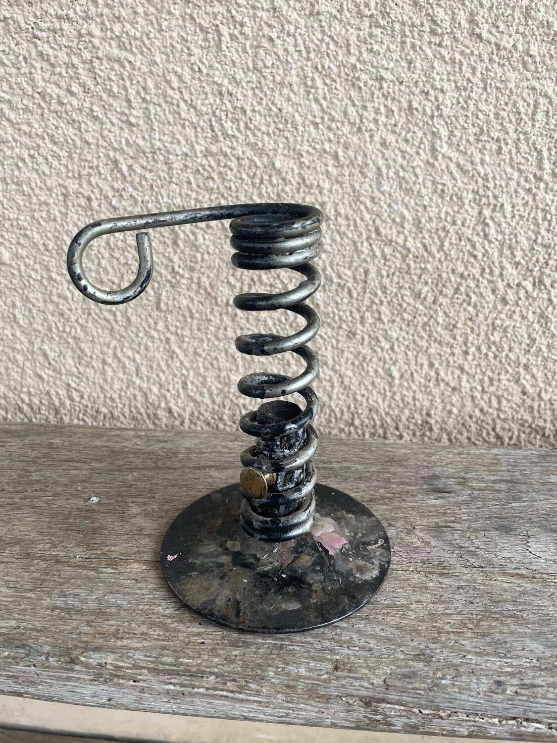 Vintage metal spring candle holder