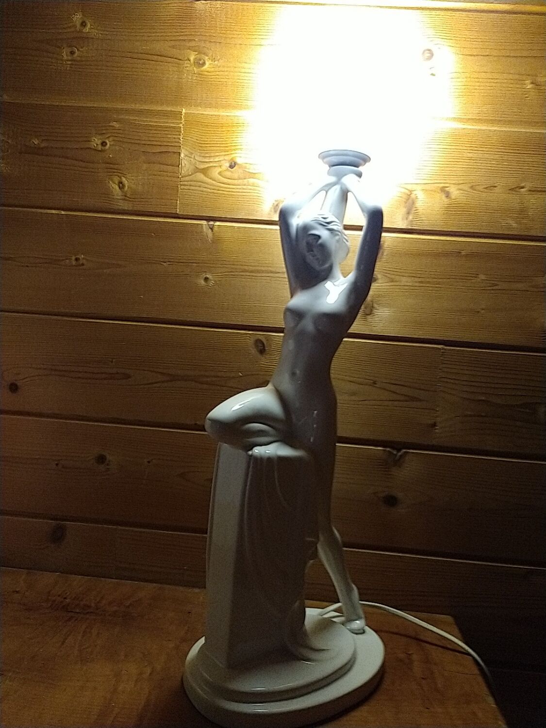 1970s lamp. Nude Art Deco style. 67cm.